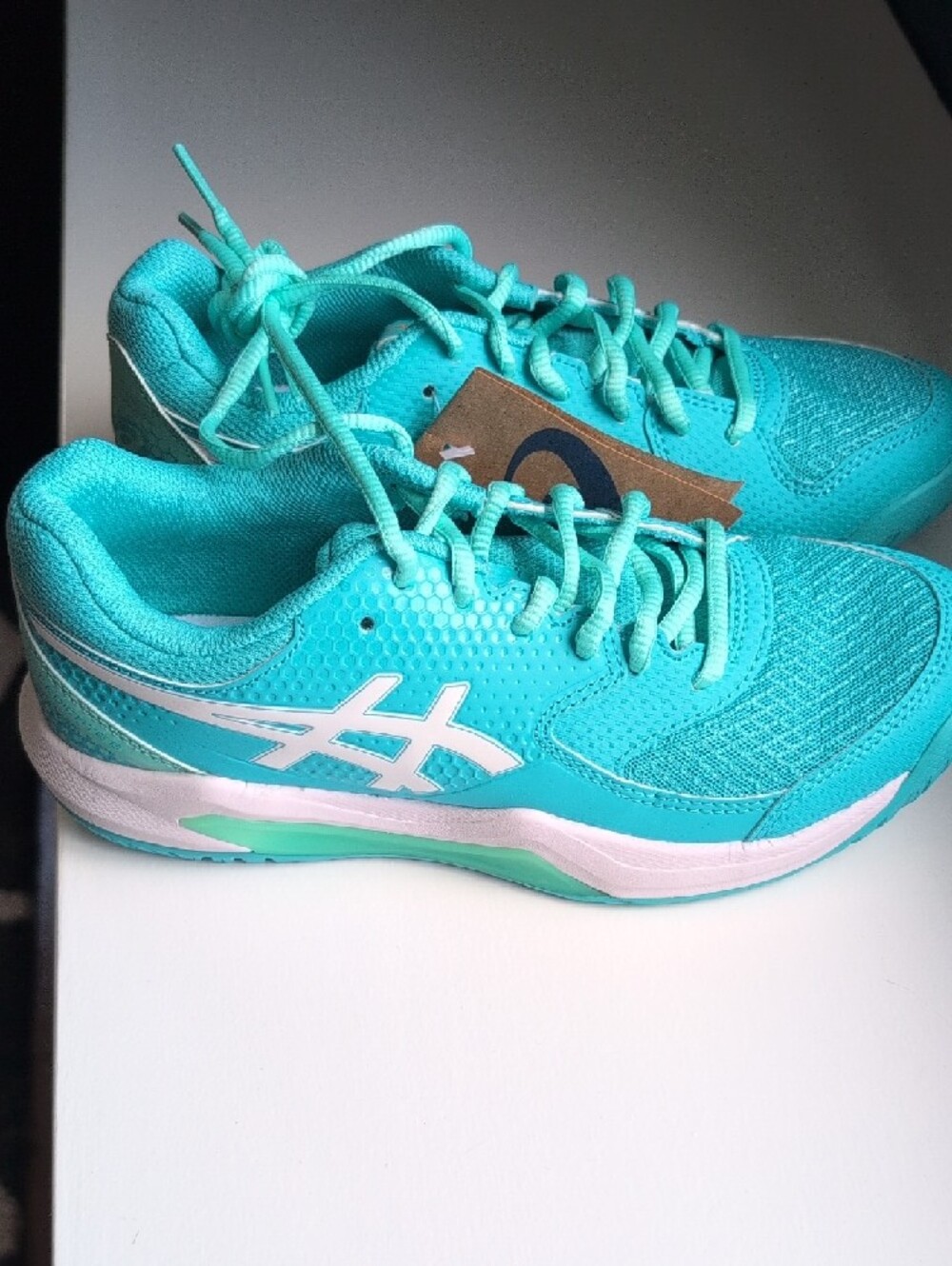 Asics Turquoise Tennis Shoes with White Accents - Picture 2 of 3